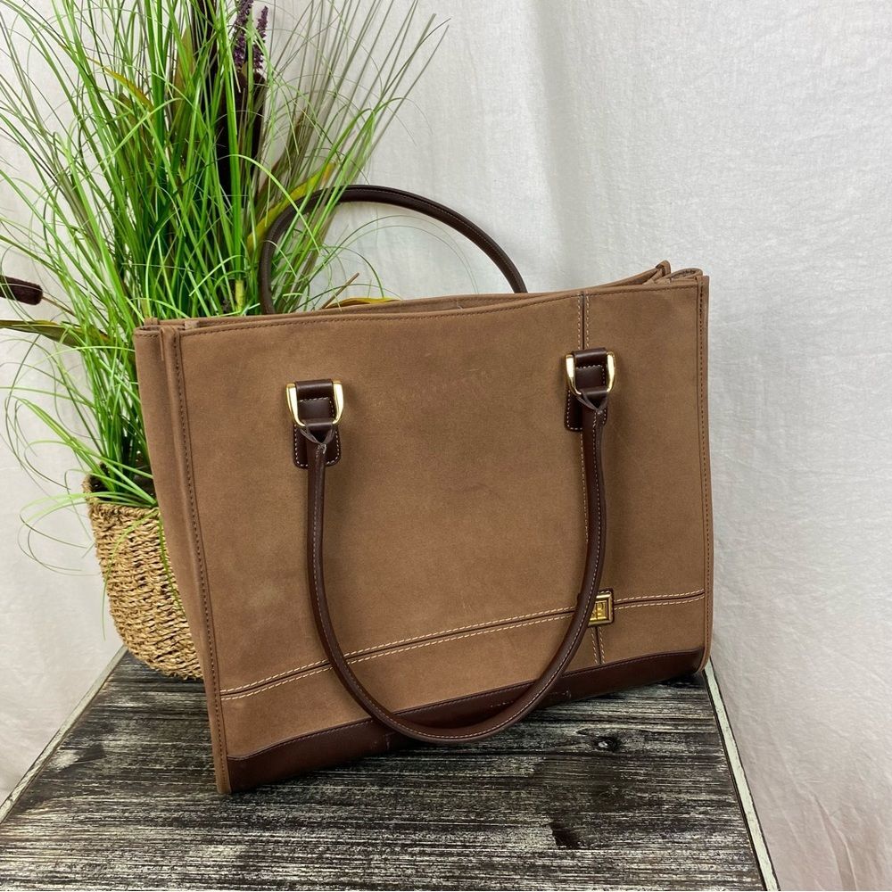 Diane Von Furstenberg Brown & Tan Suede Large Maxi Tote Bag Handbag